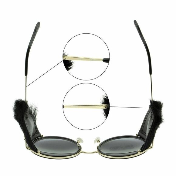 New Blumarine 40th Year Anniversary Black Gold Women Sunglasses Round, Faux-Fur main image 8